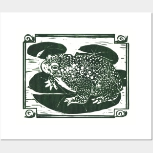 Bull frog on lilly pad Posters and Art